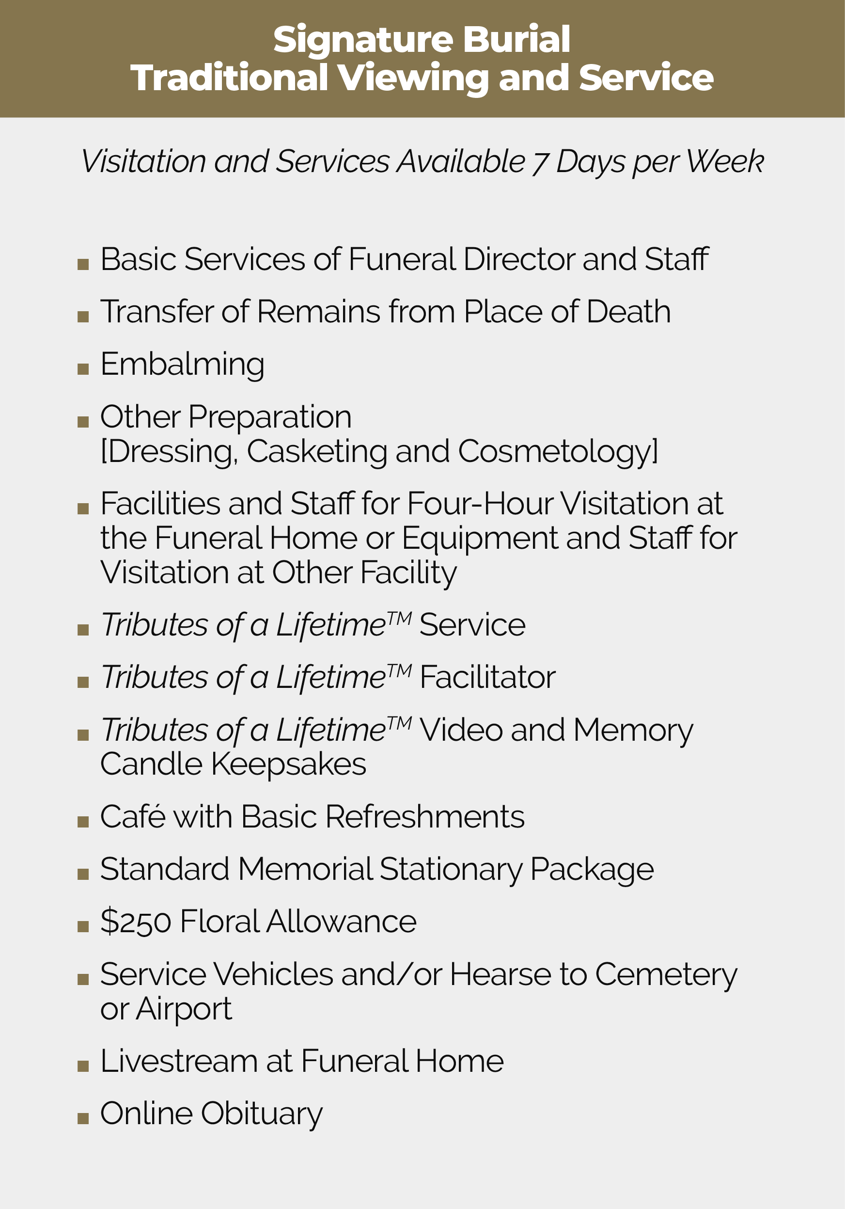 Signature Burial Packages | Boyd-Panciera Family Funeral Care