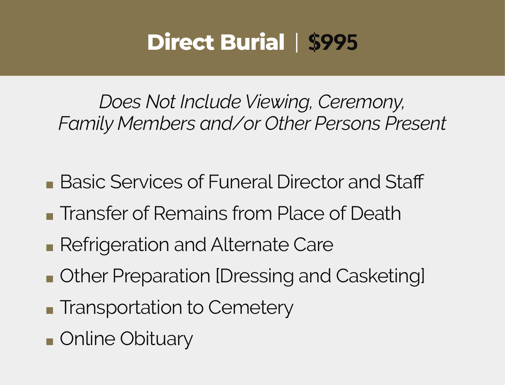 Direct Burial Packages | Boyd-Panciera Family Funeral Care