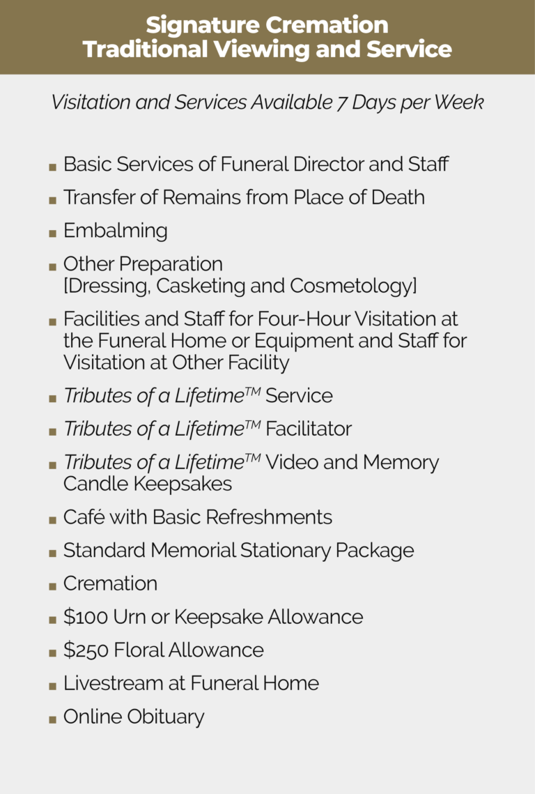 Signature Cremation Packages | Boyd-Panciera Family Funeral Care
